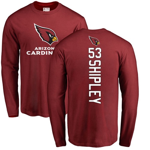 Arizona Cardinals Men Maroon A.Q. Shipley Backer NFL Football #53 Long Sleeve T Shirt